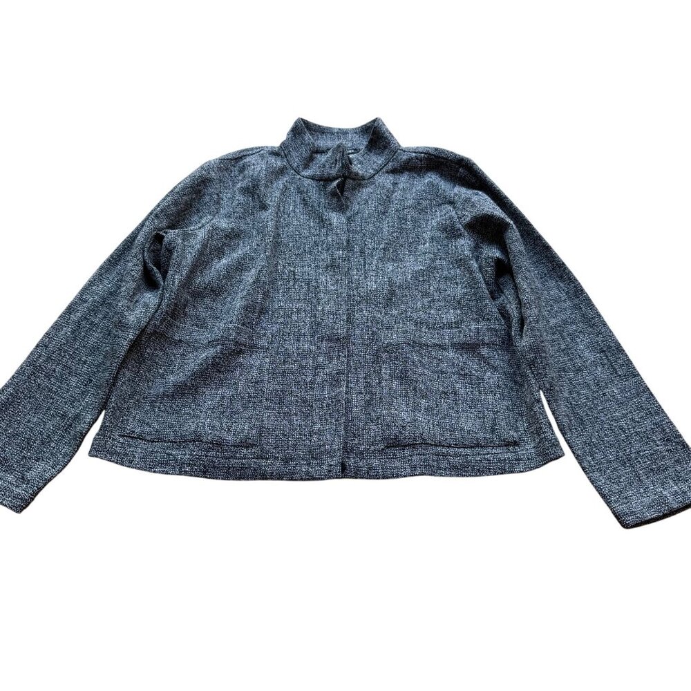 Eileen Fisher Size S NWT Women's Black White Organic Cotton Tweed Collar Jacket